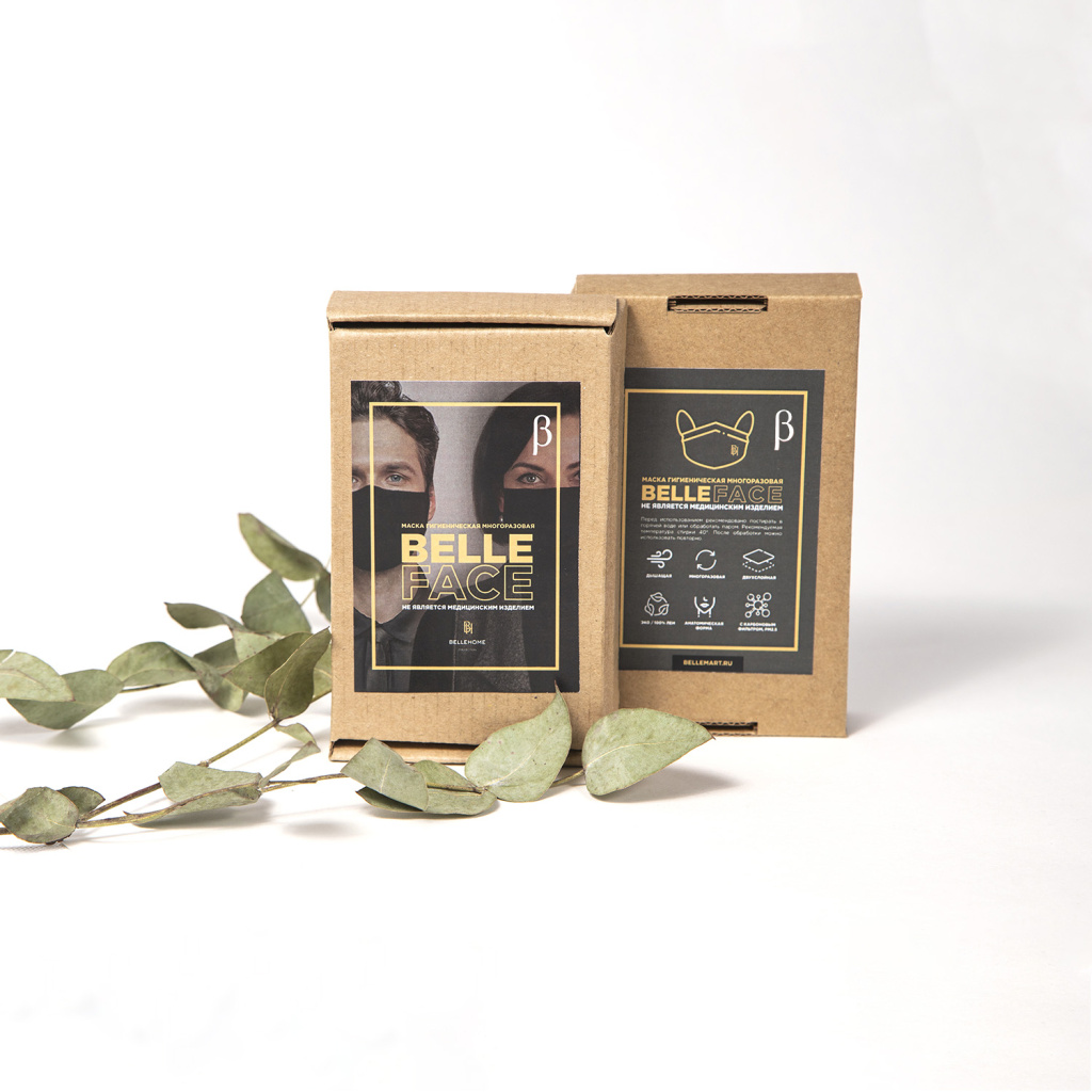 Комплект многоразовых защитных масок для лица BelleFace Бета, зелено-голубой
